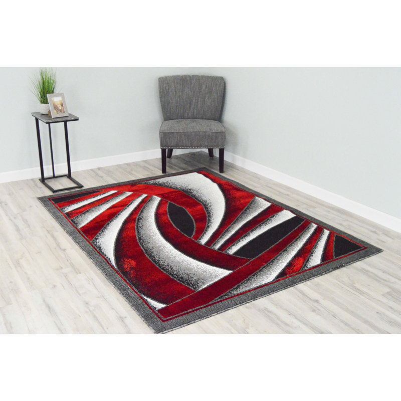 Orren Ellis Abstract Red Area Rug Wayfair.ca